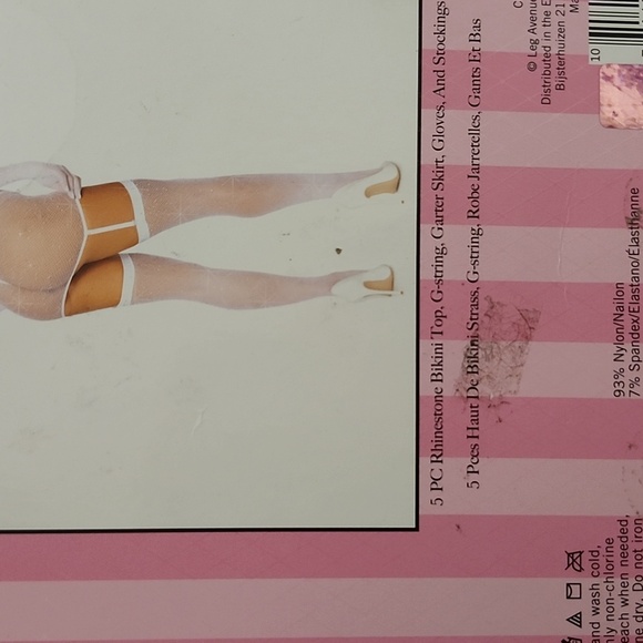 Brand New LEG AVENUE 5 PC BIKINI TOP,G-STRING, GARTER SKIRT..-O/S - Picture 6 of 6
